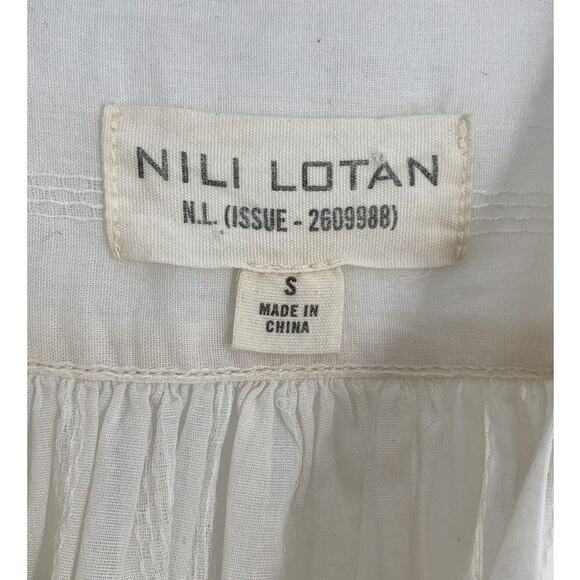 NILI LOTAN Mock Neck Long Sleeves Blouse Size Small Pleated Front Button Shirt - Picture 10 of 11